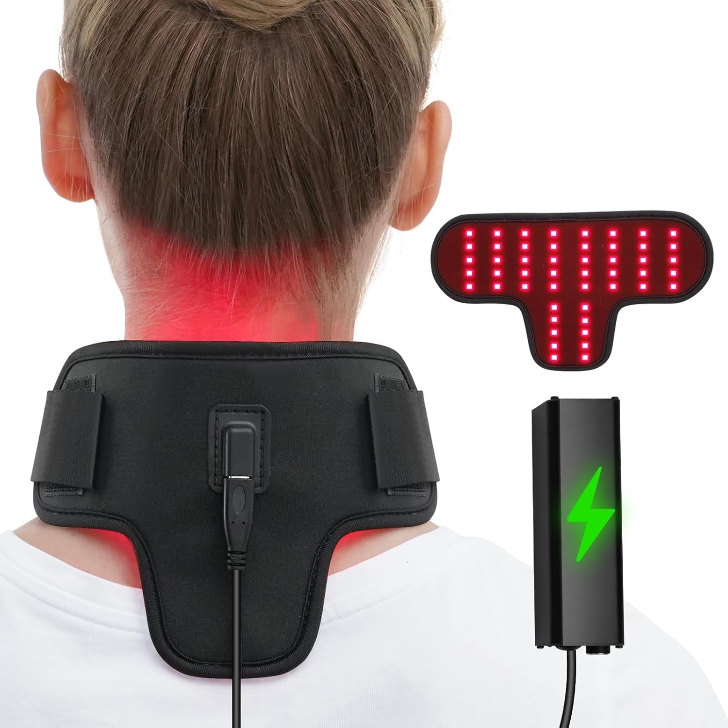 Rechargeable Red Light Therapy for Neck, Portable Red Light Therapy Belt Neck Wrap, near Infrared Red Light Therapy for Body Pain Relief