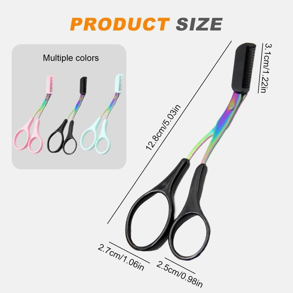 Eyebrow Trimmer Scissor, 2024 New Stainless Steel Eyebrow Scissors with Comb, Non-Slip Facial Hair Removal Trimmer, Portable Professional Eyebrow Trimming Scissors for Men Women, Mint Green