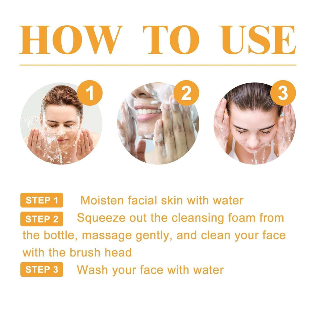 2 Pcs Glow Wash Turmeric Face Wash with Brush, Deep Cleaning Gentle Scrub Exfoliating.